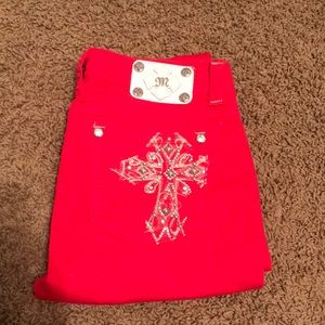 Vibrant red Miss Me cross jeans